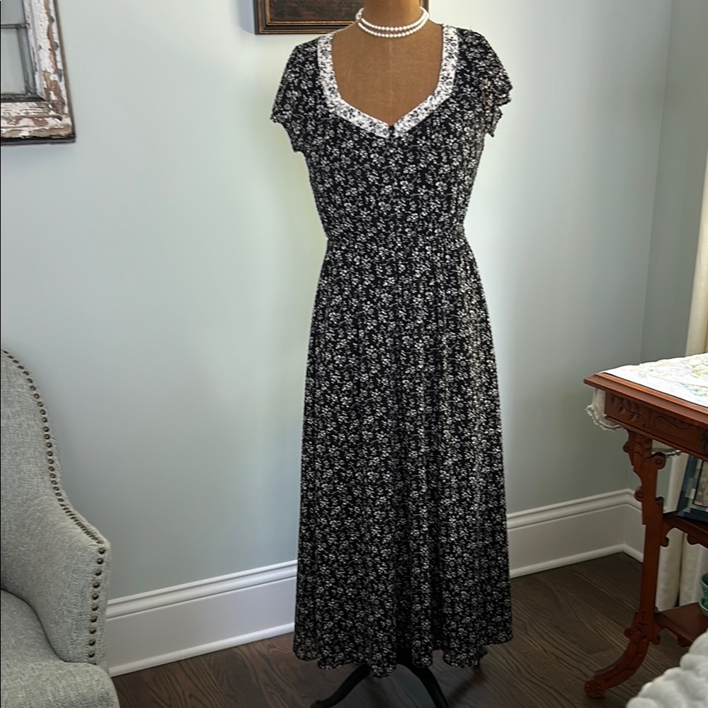 Madewell Black and White Flutter Sleeve Maxi Dress